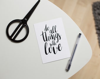 Postcard do all things with love I din A6