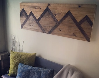 Wood Wall Art Mountain Range