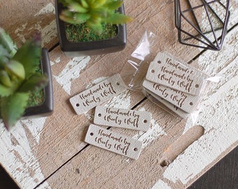 Personalized Labels set of 10 /Branding Tags for handmade / Branding Trims / Leather-goods label // Leather Patches // Handicraft Label Tag