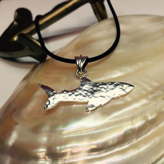 Sterling silver shark charm, sea creature, ocean creature, shark hammered pattern jewelry, hammered design, shark jewelry