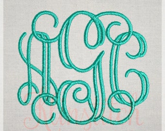 Engraved Monogram Embroidery Fonts 7 Sizes Three Letters