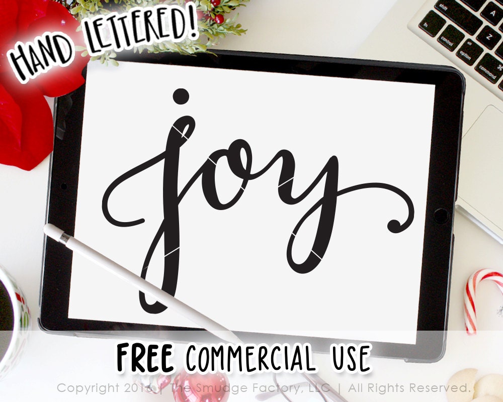 Download Joy SVG Cut File, Hand Lettered, Silhouette, Cricut Calligraphy Cutting File, Joy Clip Art ...