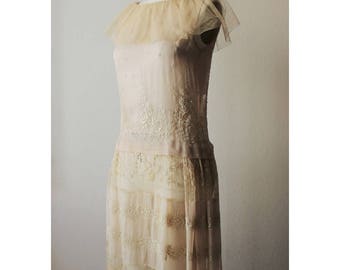 1930s Lace Nightgown Dropwaist Dress