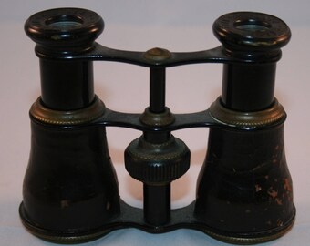 Vtg Le Souvrain Paris Opera Glasses Binoculars Adjustable Black & Leather Antique