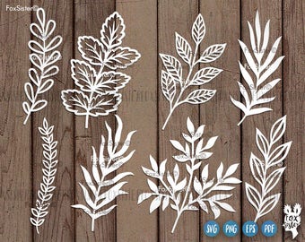 Leaf Svg, Branches Svg File, 8 Designs SET 1| hand drawn svg | Wreath elements svg | Nature svg | Leaves Cutting Svg | Cricut | Home Decor