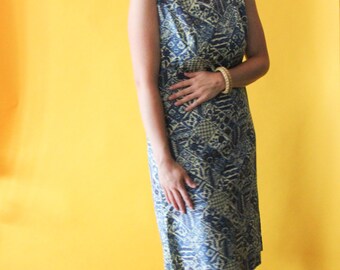 1960's Sun Dress - Sleeveless Sun Dress - Vintage Muumuu - Art Deco Pattern - Handmade - Vintage Sun Dress - Summer Dress - Shift Dress