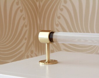 1" DIA Towel Bar - Lucite w/ End Brackets, Modern Style (Polished Brass, Polished Nickel, or Chrome)