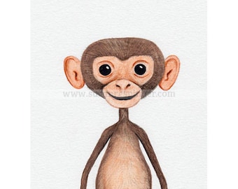Water Colour Baby Monkey Limited Edition Print