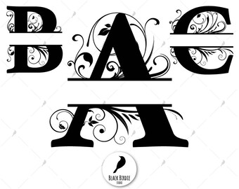 Split monogram svg, split monogram font svg, floral font svg, regal alphabet svg, letter svg for cricut – eps dxf png pdf svg – digital file
