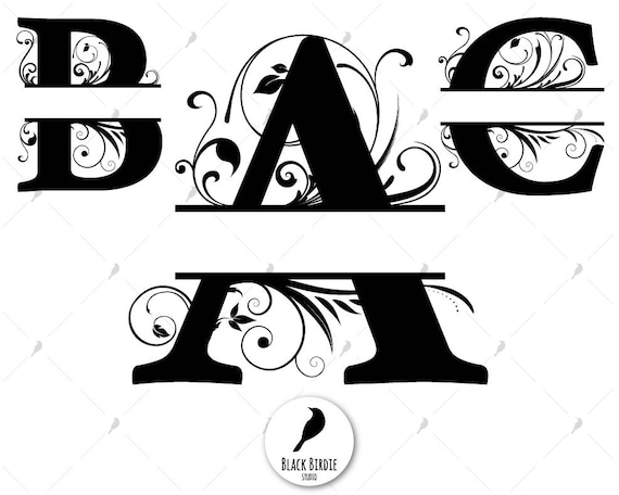 Download Split monogram svg split monogram font svg floral font svg