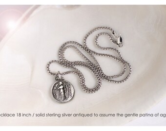 Sterling Silver Byzantine Angel Coin Necklace & Earrings Matching Set, Silver Byzantine Angel Coin Earrings, Byzantine Angel Coin Necklace