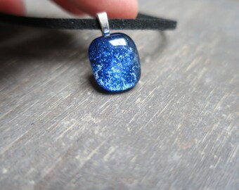 Blue Dichroic Glass Necklace