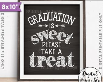 Graduation Party Decoration, Graduation is Sweet Please Take a Treat, Graduation Sign, 8x10” Chalkboard Style Printable Instant Download