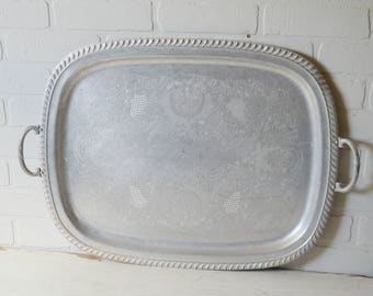 Large Aluminum Tray, Large Aluminum Serving Tray, Aluminum Tray, Aluminum Waiter Tray, Aluminum Butler Tray, Hotel Serveware