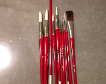 lot of 10 vintage grumbacher paintbrushes , assorted , NOS 1980s