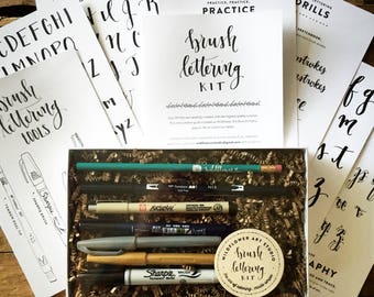 Brush Lettering Kit - DIY Starter Set for Beginning Brush Lettering