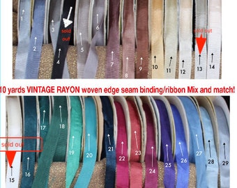 Rayonne de bord Vintage tissé serré HUG ruban, reliure, mélange de couture et correspondent à 10 verges, craquant ruban, ruban d’emballage