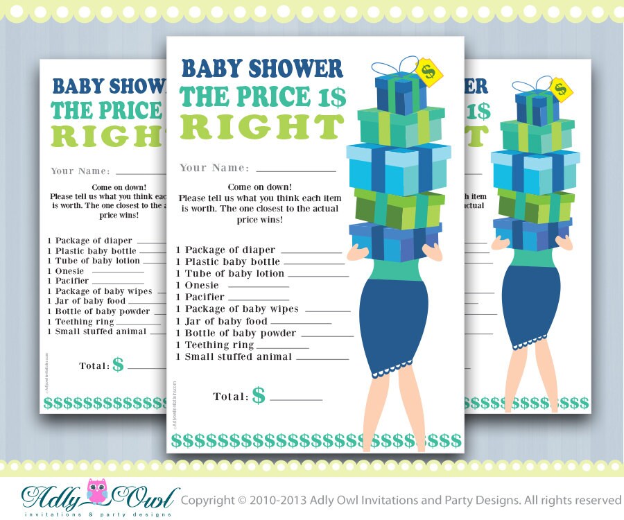 Price is Right Baby Boy Shower Game Printable Fun Baby Shower