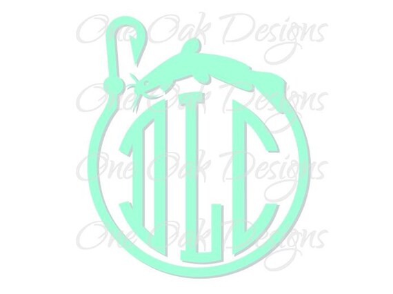 Download Fish Hook Catfish Circle Monogram Frame Cut File SVG Vector