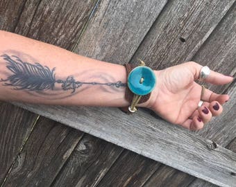 Repurposed Leather Wrist Cuff