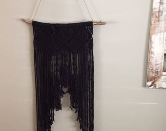 Black macramé wall hanging