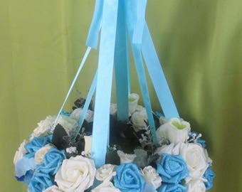 Crown flower, turquoise and white interior
