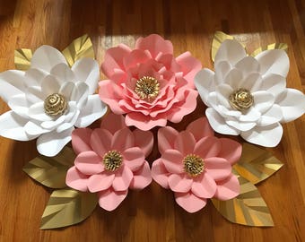 Set of 5 Paper Flower Decor-Nursery, Party's, Wedding, Babyshower (custom colors welcome)