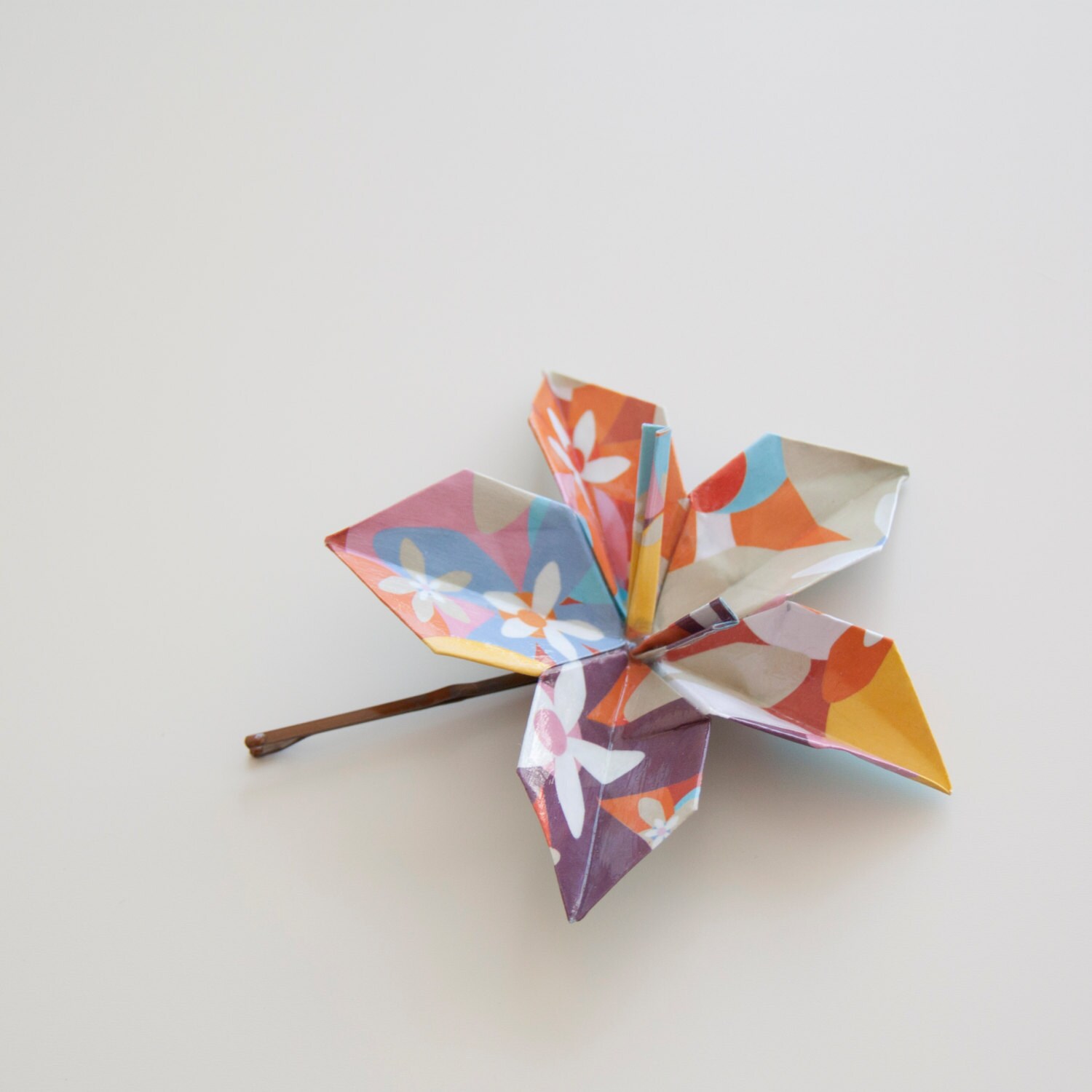 Big Flower Paper Origami Hair Pin flowery
