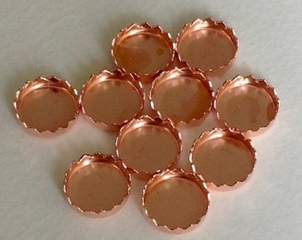 Bezel Cups 6 mm Copper Round Serrated Settings - Quantity 10 - Jewelry or Craft Supply