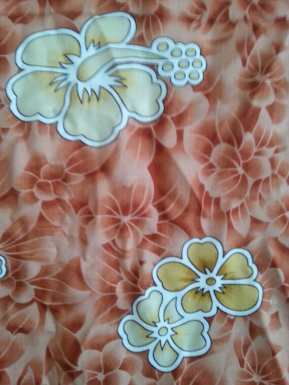Coral Tropical Print Cotton Fabric 44Wide Purchased in