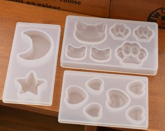 Cat paw, hearts, moon star resin silicone mold,epoxy resin mold for jewelry