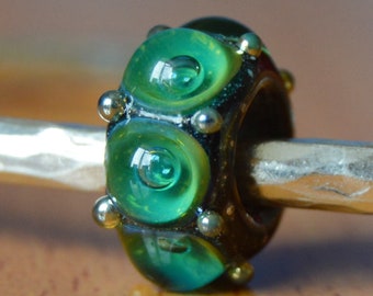 REDUCED - Unique Handmade Lampwork Glass European Charm Bead - SRA - Fits all charm bracelets - Silver Core Options