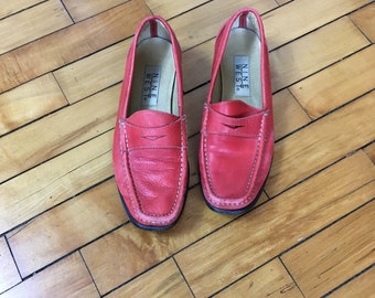 Vintage 90s red leather oxford loafers size 7.5 M by Nine West