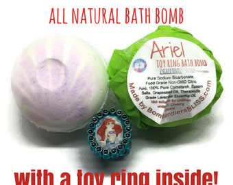 Ring Ariel Kids Bath Bomb - The Little Mermaid Surprise Toy Lavender Bath Bomb Fizzie - Mermaid Party Favors - Stocking Stuffers Girl