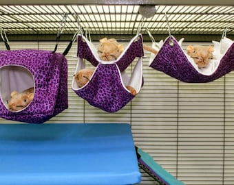 3 piece set SMALL rat hammocks cube fringe double ferret hammock chinchilla hammock pet hammock