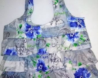 Blue Flower Ruffle Purse
