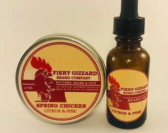 Citrus and Pine Beard Balm/Beard Oil combo pack - beard conditioner - beard kit - beard grooming, beard styling gift for him