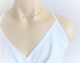 Pearl Necklace, Freshwater Pearl Necklace, Pearl Choker, Wedding Necklace, Bridesmaids necklace, Bridal Necklace, Dainty Pearl Necklace
