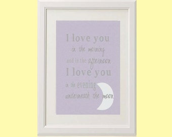 8x10 or 11x14 "I Love You" Nursery Art Print | Skidamarink Lyrics