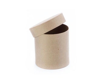 Round Paper Mache Cardboard Box - 4 x 4 Inch - Craft Gift Wrap Packaging Party Supplies