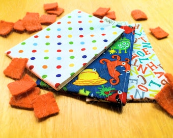 Reusable Snack Bags - Set of 3 - Monsters, Alphabet, Polka Dots - ECOfriendly & Food Safe - Dishwasher Safe - Back to School