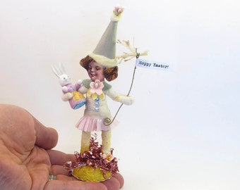 READY TO SHIP Vintage Inspired Spun Cotton Miss April Easter Figure Ooak