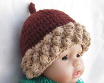 Crochet Acorn Hat, Photo Prop Beanie, Christmas Gift, Crochet Baby Hat, Baby Acorn Hat, Crochet Acorn Hat, Newborn Acorn Hat
