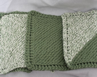 Sage and White Dishcloths