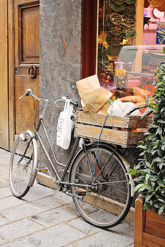Bike Photography Paris Market Basket baguette french