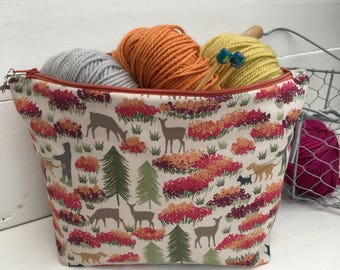 Knitting Project Bag,Crochet Project Bag,project bag,zipped bag,Craft Bag,pouch bag,SewHappyCreative,yarn storage,sock bag,Ready to Ship