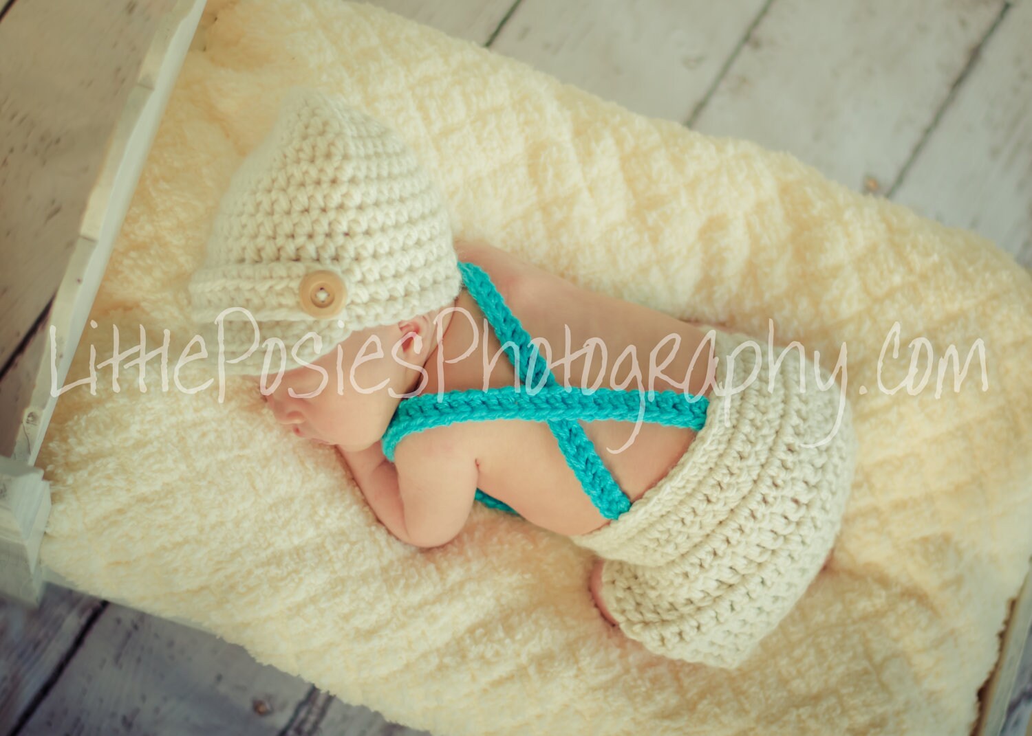 Crochet Baby Boy Newsboy Set with Suspenders and Bowtie