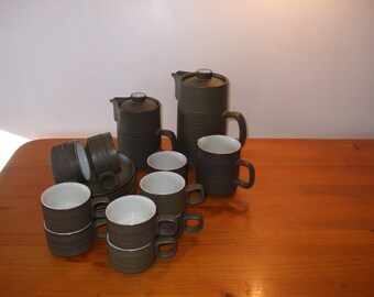 Denby Chevron Camelot 19 piece coffee/tea set - retro 1960's