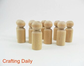 Wood Peg Doll People Boy Small Man 1 11/16" - 25 Pieces