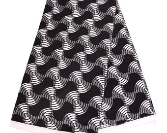 Authentic Ghana fabric by the yard/ Ankara fabric / made in Ghana/ Black and white African fabric/ Ghana fabric/ African clothing WP1205B
